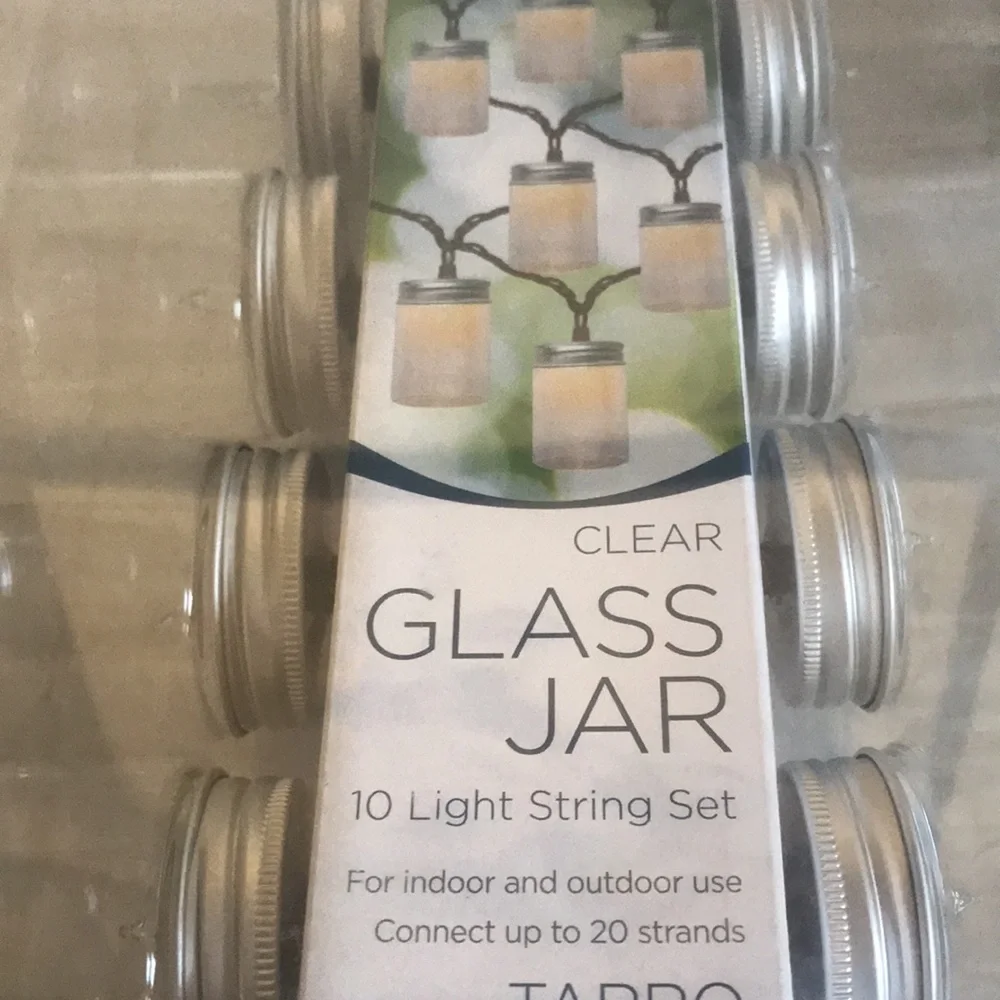 Lot of 2 string light sets. Clear Glass Jar Set and Multicolor Lantern